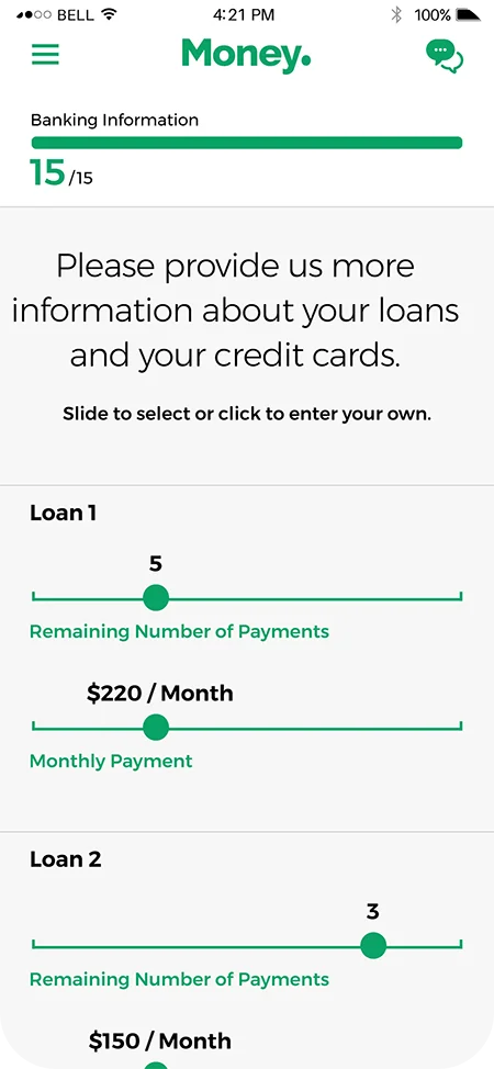 MoneyApp screen 3